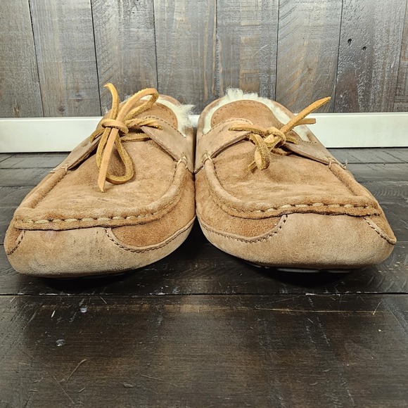 UGG Byron‎ Mens Size 10 Tan Suede Sheepskin Lined Slip On Slipper 5102 lace-up - Picture 5 of 11